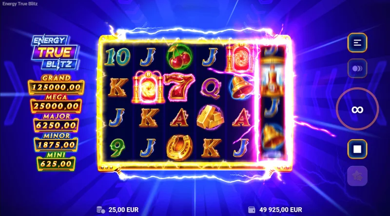 Energy True Blitz - tabela obrazaca u osnovnoj igri