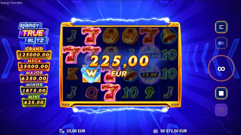 Energy True Blitz - dobitak na sakupljenim Cash simbolima